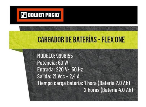 Imagen 2 de 6 de Cargador Baterias Flex One 60 W 220 V Dowen Pagio 9998155