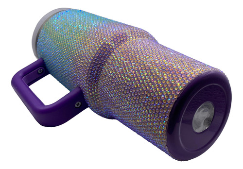 Vaso Termico Quencher 1.2 Con Strass - Brillo Degradé Acero Celeste / Violeta Tornasolado Strass Degradé