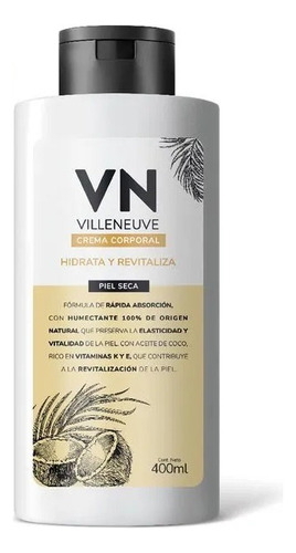 Crema Corporal Villeneuve Piel Seca 400 Ml Fragancia Coco