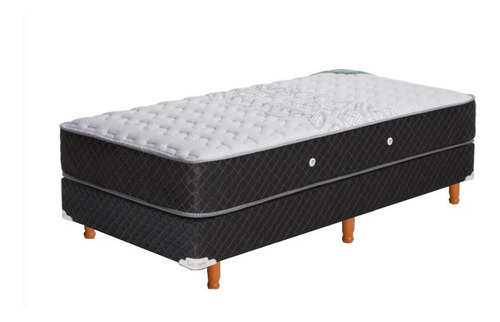Imagen 2 de 3 de Sommier Cannon Resortes Doral 1 1/2 plaza de 190cmx100cm negro y blanco