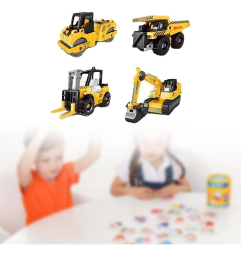 4 Piezas Vehículos De Construcción Modelos De Tambor De