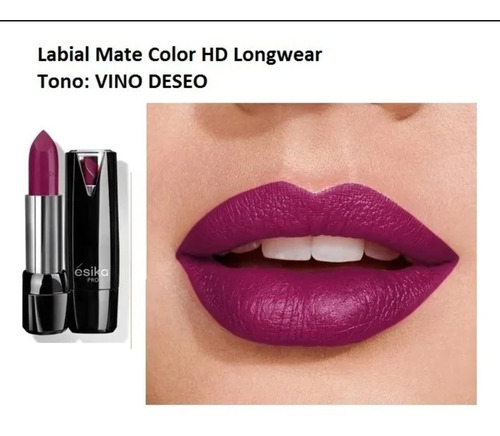 Labial Hd Longwear Ésika Vino Deseo Nuevo Sellado