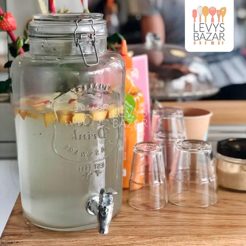 Imagen 8 de 10 de Frasco Dispenser Grifo Con Canilla 3,6l Cierre Hermetico De Vidrio Bebidas Jugos Fiestas Moderno