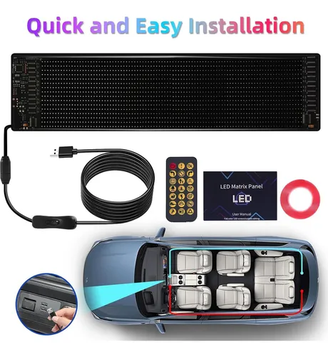 Cartel Led Programable 37.3cm X 9.1cm Eachbid Rgb Usb