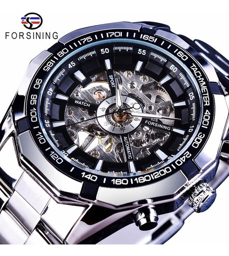 Relógio Forsining Esqueleto Top Luxo De Aço Inoxidável