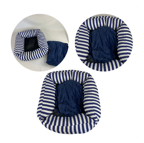 Cama Pet Para Cachorro E Gato 64x64cm 100% Lavável Azul Escu