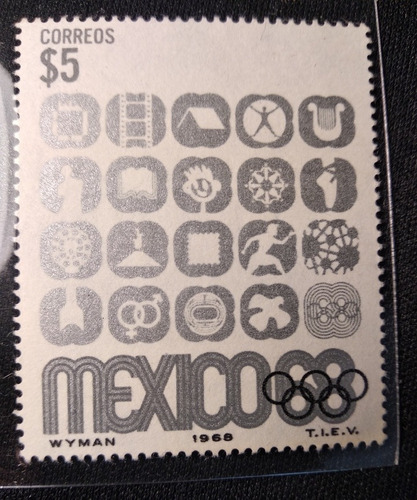 Timbre Postal $5 Mexico 1968 Simbolos Eventos Mint