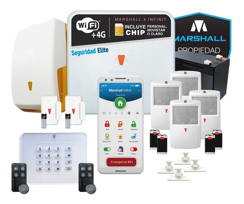 Kit Alarma Marshall 4 4g Wifi Infinit Gprs Chip Inalambrica