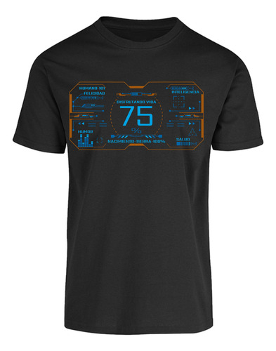 Playera Cumpleaños 75 Años Edad Interfaz Futurista