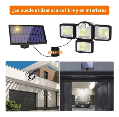 . 192 Led Lámpara Focos Solar De Pared Exteriores Sensor Luz