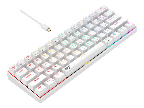 Teclado Gamer Mecánico Luces Rgb Kb903l Havit Blanco