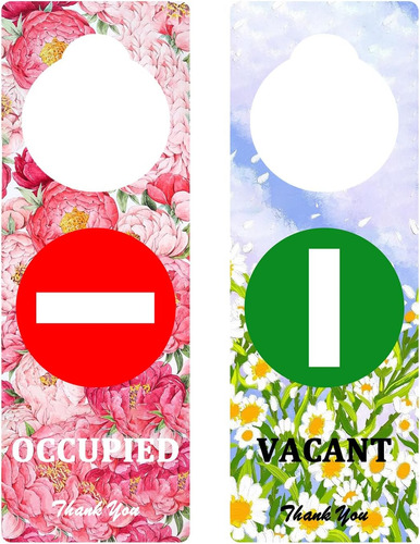 Vacant Occupied Hanger Sign, Paquete De 2, Diseño De Flores 