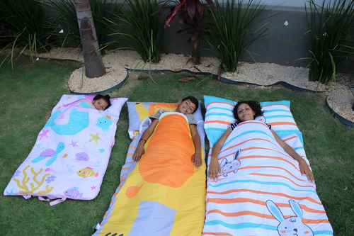 Saco de dormir individual para niños con cremallera para acampar Lion Safari Color