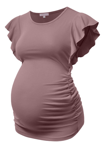 Bhome Blusa De Maternidad Con Mangas Cortas Voladoras Para E