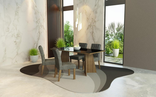 Mesa De Comedor Con Mesa Y 4 Sillas Harper Madesa Mg Color Negro/Marrón Diseño de la tela de las sillas Liso