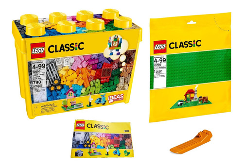 Balde Lego Classic 10698 790 Pçs + Base 25x25 + Livro Ideias