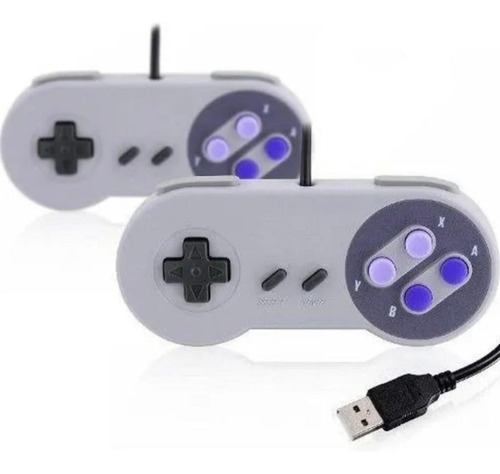 2 mandos tipo joystick USB retro compatibles con PC, Mac, Windows, color gris