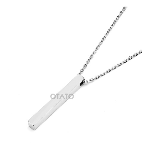 Imagen 6 de 10 de Collar Hombre Dije Barra Acero Quirúrgico Collares Hombres