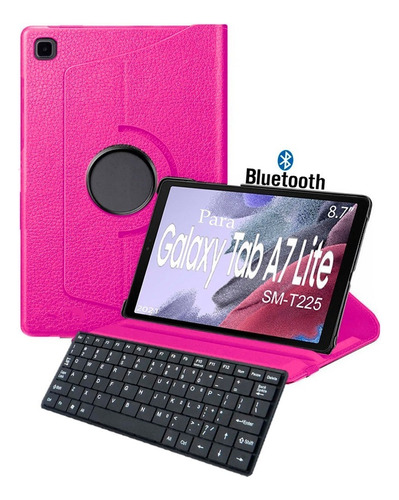 Capa De Tablet Para Galaxy Tab A7 Lite 8.7 T220 T225+teclado Cor Rosa Escuro
