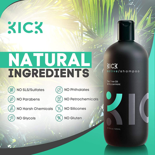 Shampoo Kick Sem Sulfato Com Hortelã E Melaleuca 500ml