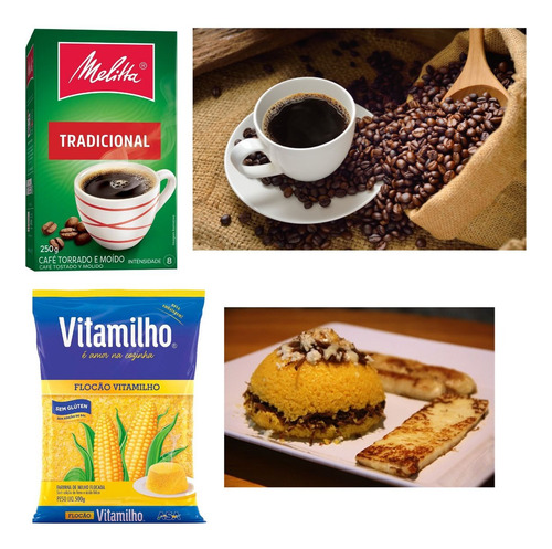 Kit Café Solúvel Tradicional 250g Melitta Mais 3 Fuba Cuscuz