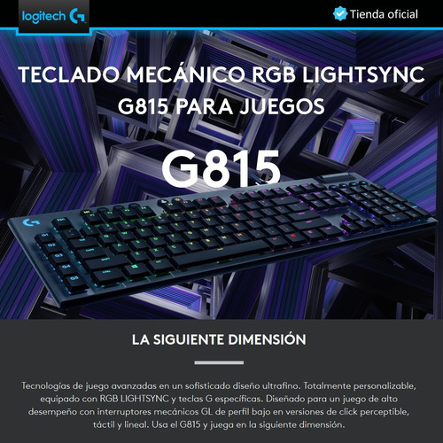 Logitech G815 Teclado Gamer Mecánico Ultrafino Rgb Lightsync