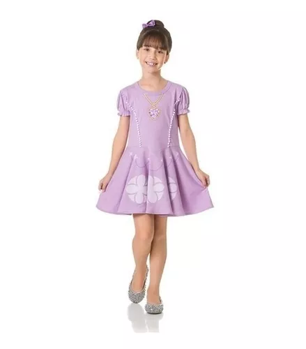 Vestido Princesinha Sofia Manga Princesa Menina Bebê Infantil