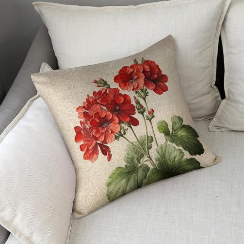 Set De 2 Fundas De Almohada De 45 X 45 Cm Con Flores Rojas,