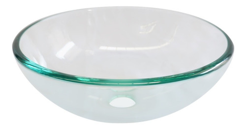 Lux Sany Ovalin-04 Lavabo Cristal Templado 31cm Con Bisel Acabado Transparente Color Verde agua