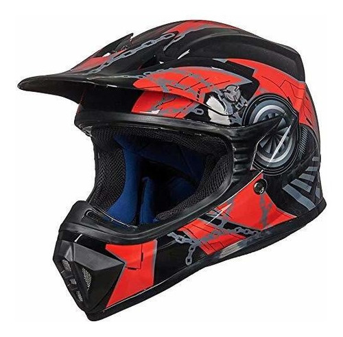 Casco De Motocross Adulto Ilm 128s (rojo Negro, Xxl)