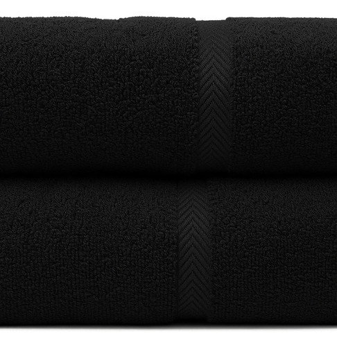 Juego Toalla Y Toallón Franco Valente 500gr Negro Modaxpress Lisa