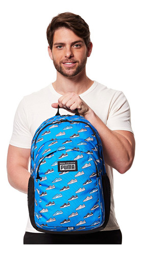 Mochila Academy de 25 L para mujer y hombre Puma Color Racing Blue-Sneaker AOP