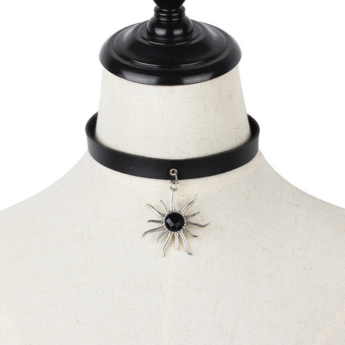 Gargantilla Gótica Con Cuello De Cuero Geométrico Negro Punk