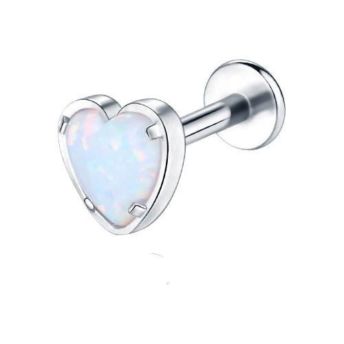 Labret - Corazón Piercing Titanio Opalo Rosca Interna 