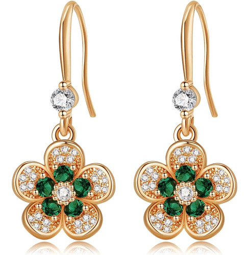 Pendientes Colgantes Flores Cristal Austriaco Verdes Mujer