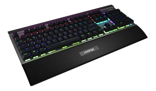 Teclado gamer Noganet NKB-HYBRID QWERTY inglés US color negro con luz rainbow