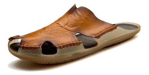 Sandalias Para Hombre Zapatillas De Cuero Casuales Vintage