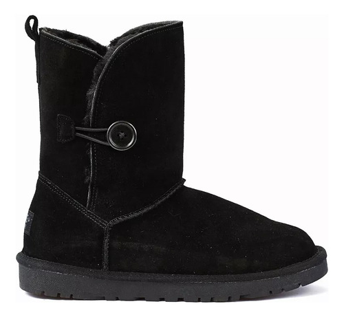 Bota Cuero Mujer Verona Button Negro