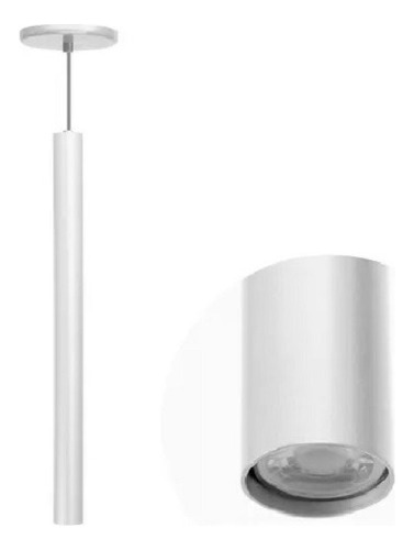 Pendente Tubo Cilindro Alumínio Branco 50 Cm 110v/220v