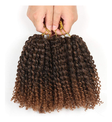 Extensiones De Trenzas De Pelo Artificial, 8 Pulgadas Rizado