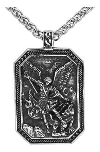 Collar Amuleto Dije Arcangel St Michael Vikingo Acero Hombre