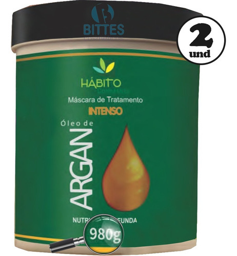 2 Máscaras De Tratamento Óleo De Argan Hábito Cosméticos