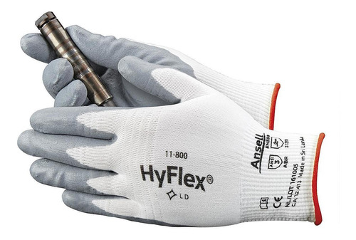 Hyflex 11-800 Guantes De Espuma De Nitrilo-blanco/gris, Ch