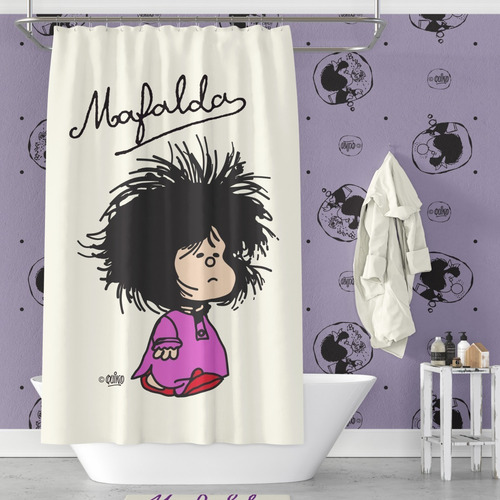 Imagen 2 de 8 de Cortina De Baño Mafalda Tela Impermeable