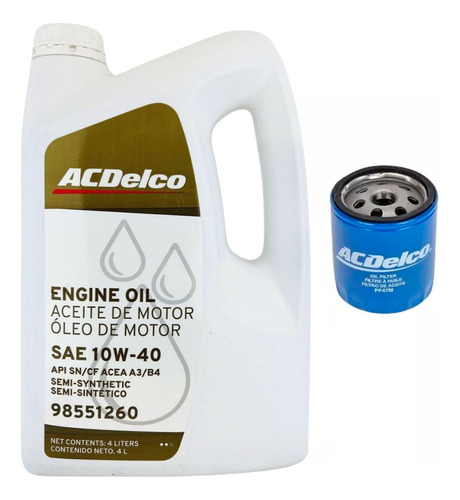 Kit Filtro + Aceite 10w40 Semi Sintetico Chevrolet Aveo 2011