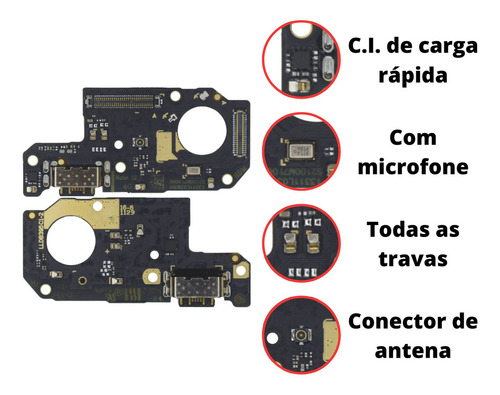 Placa Flex Carga Conector Compatível Redmi Note 12 4g Turbo Pklk Premium