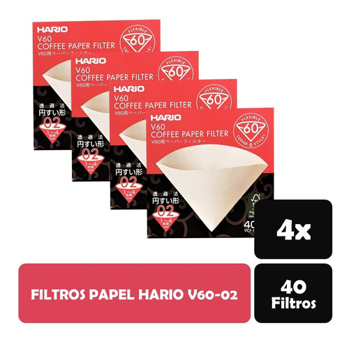 4 X 40 Filtros Papel Para Pour Over Hario V60-02 4 X 40 Filtros Papel Para Pour Over Hario V60-02
