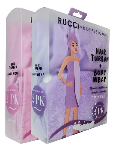 Rucci Soft Microfiber Fleece Turbance & Body Wrap Towel Set 