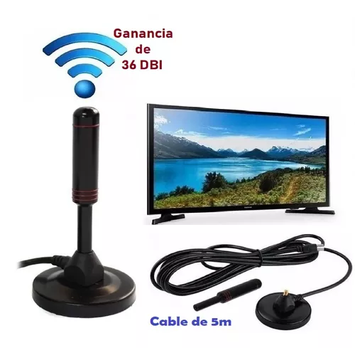 Antena de TV digital UHF/VHF portátil para coche Base 36dB Antena interior  DTMB con cable de 1,5 m