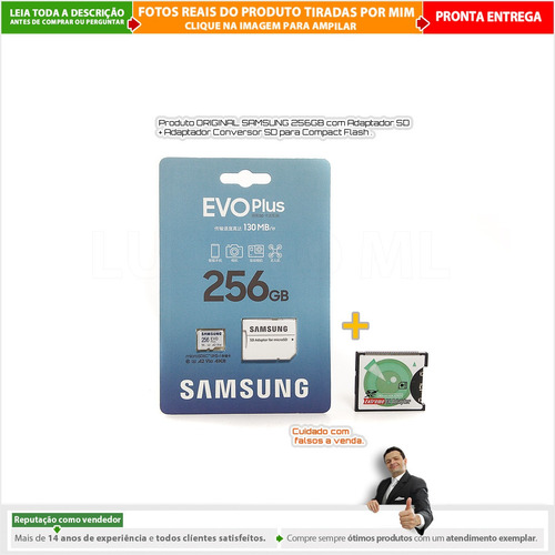 Conversor Sd Para Cf + Micro Sd 256gb Original Samsung | P2